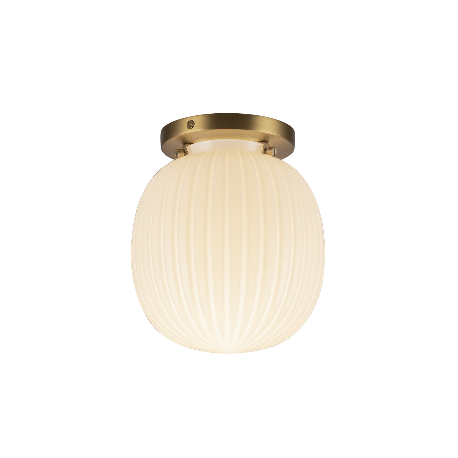 Cherise 7-in Brushed Gold/Glossy Ribbed Opal Glass Socket Semi-Flush Mount