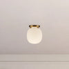 Cherise 7-in Brushed Gold/Glossy Ribbed Opal Glass Socket Semi-Flush Mount
