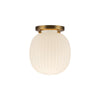 Cherise 7-in Brushed Gold/Glossy Ribbed Opal Glass Socket Semi-Flush Mount