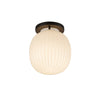 Cherise 7-in Matte Black/Glossy Ribbed Opal Glass Socket Semi-Flush Mount