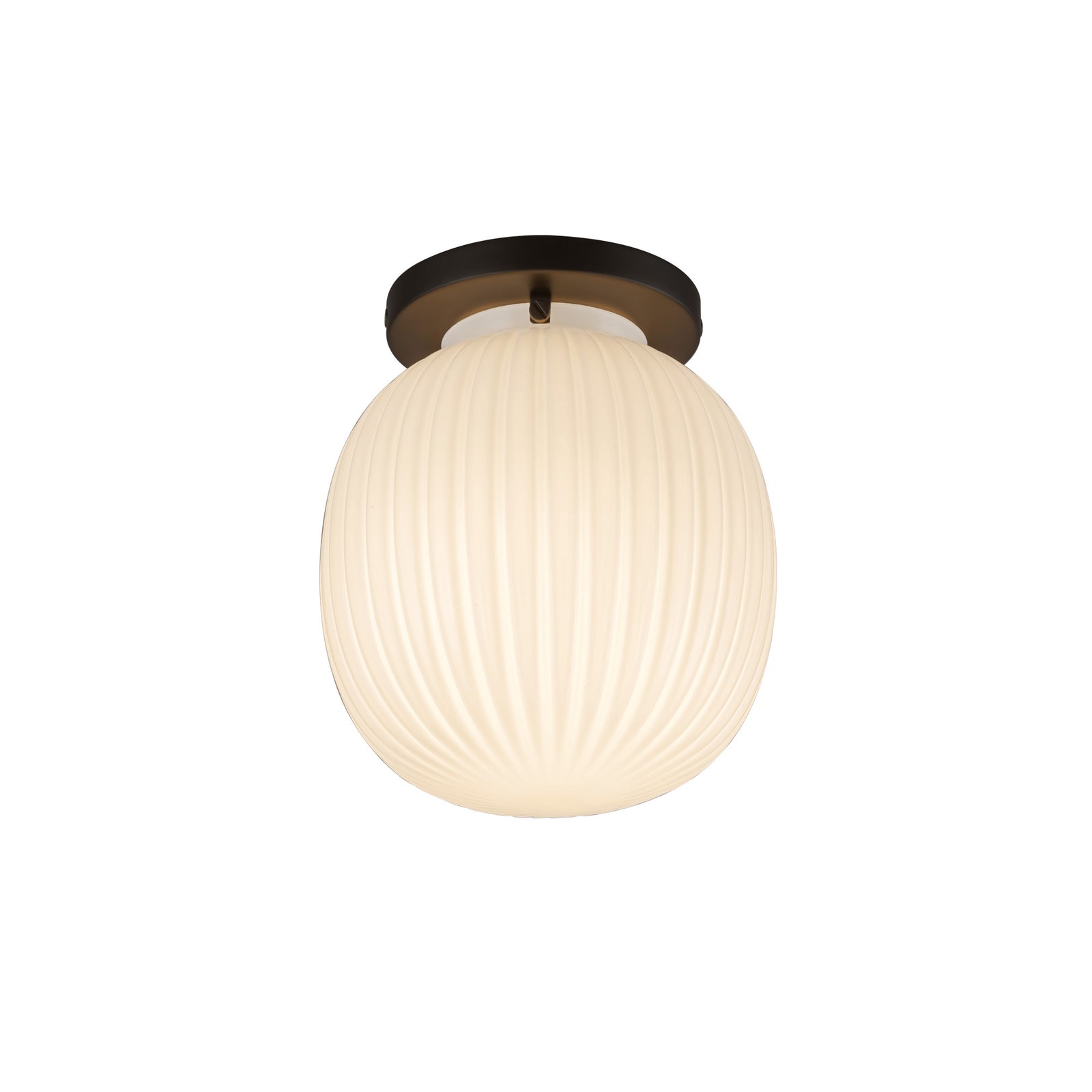 Cherise 7-in Matte Black/Glossy Ribbed Opal Glass Socket Semi-Flush Mount