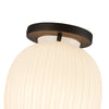 Cherise 7-in Matte Black/Glossy Ribbed Opal Glass Socket Semi-Flush Mount