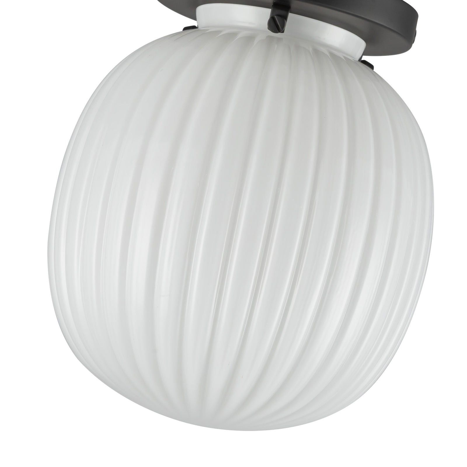 Cherise 7-in Matte Black/Glossy Ribbed Opal Glass Socket Semi-Flush Mount