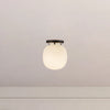 Cherise 7-in Matte Black/Glossy Ribbed Opal Glass Socket Semi-Flush Mount