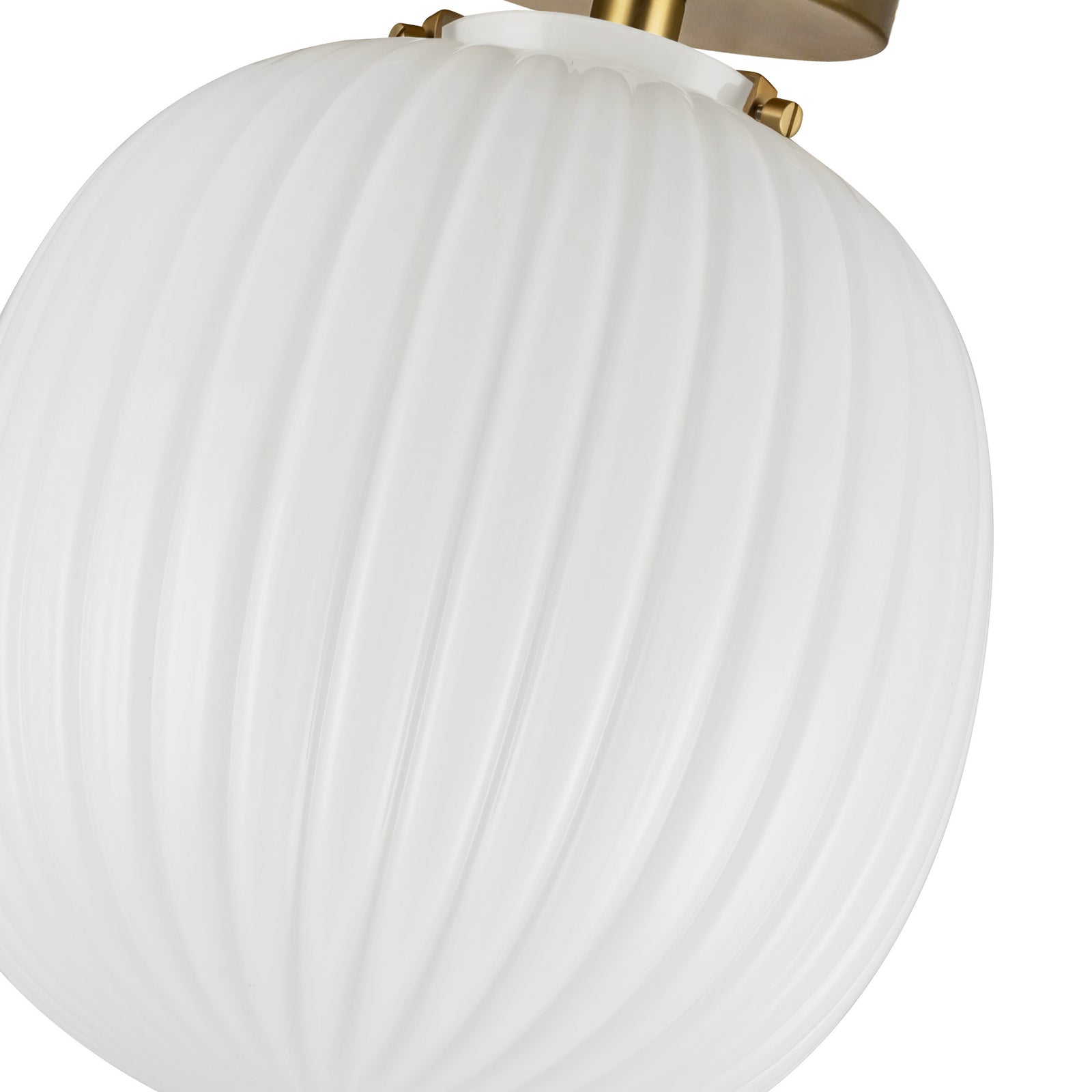 Cherise 12-in Brushed Gold/Glossy Ribbed Opal Glass Socket Semi-Flush Mount