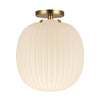 Cherise 12-in Brushed Gold/Glossy Ribbed Opal Glass Socket Semi-Flush Mount