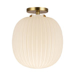 Cherise 12-in Brushed Gold/Glossy Ribbed Opal Glass Socket Semi-Flush Mount