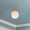 Cherise 12-in Brushed Gold/Glossy Ribbed Opal Glass Socket Semi-Flush Mount