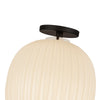 Cherise 12-in Matte Black/Glossy Ribbed Opal Glass Socket Semi-Flush Mount