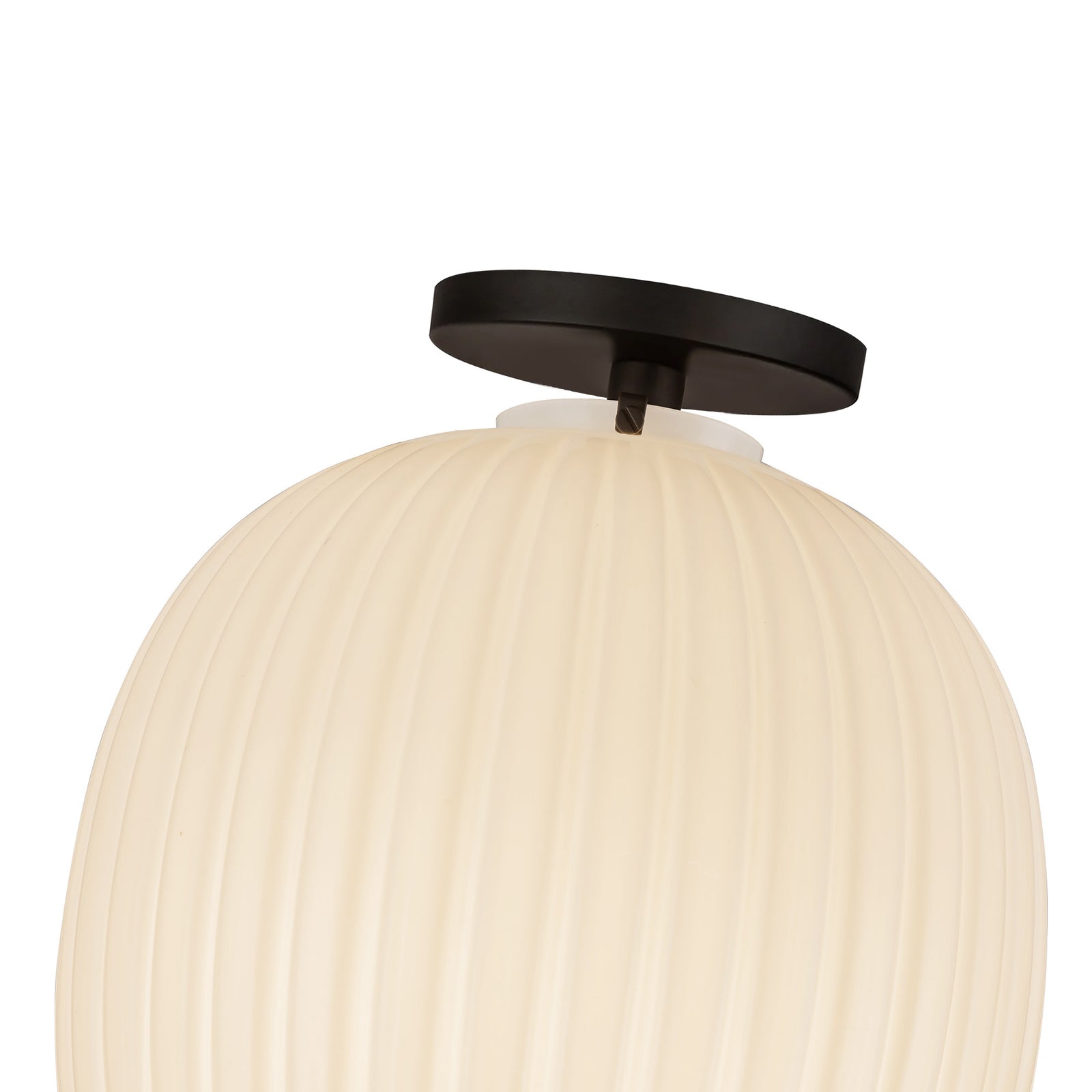 Cherise 12-in Matte Black/Glossy Ribbed Opal Glass Socket Semi-Flush Mount