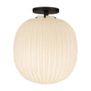 Cherise 12-in Matte Black/Glossy Ribbed Opal Glass Socket Semi-Flush Mount