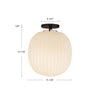 Cherise 12-in Matte Black/Glossy Ribbed Opal Glass Socket Semi-Flush Mount
