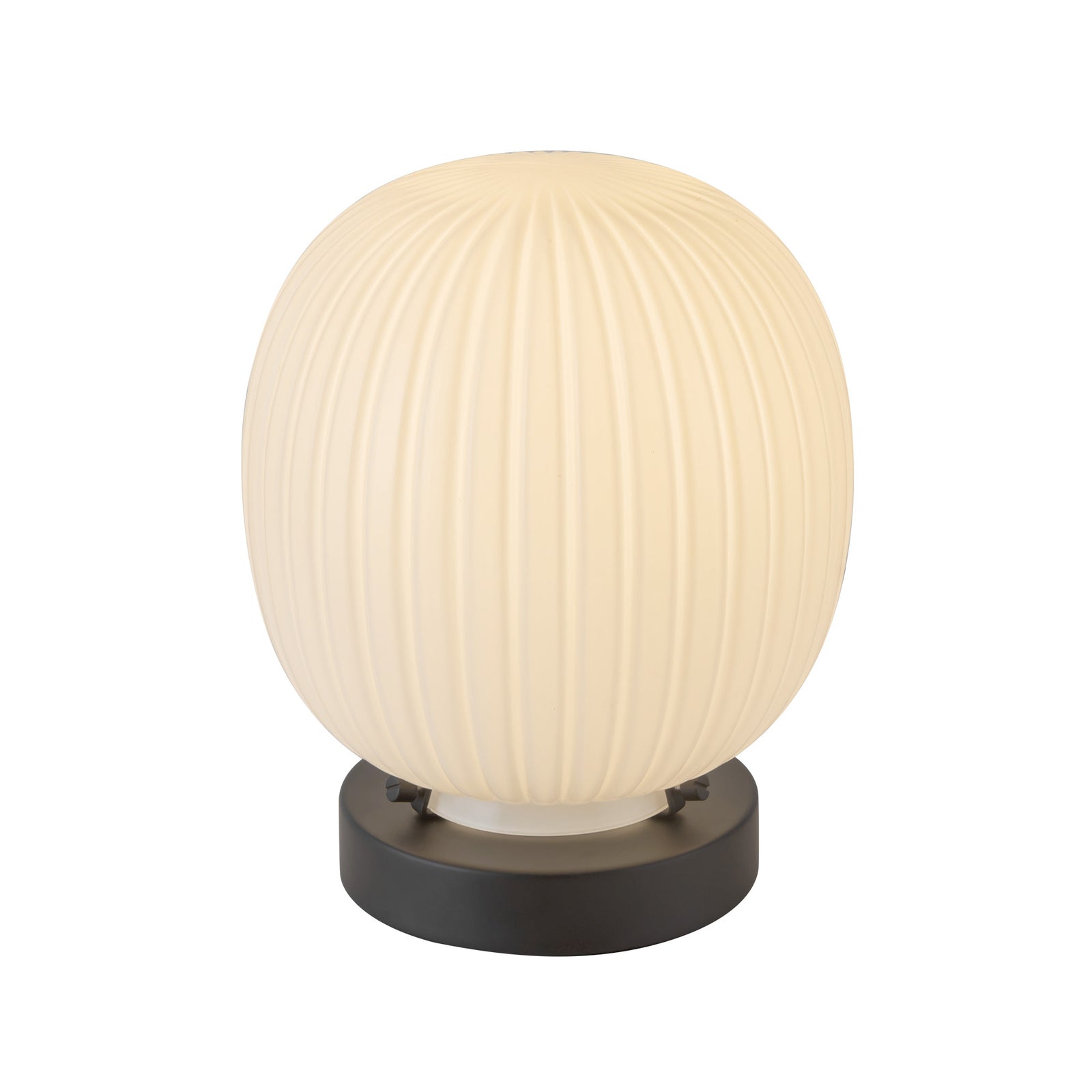 Cherise 7-in Matte Black/Glossy Ribbed Opal Glass Socket Table Lamp