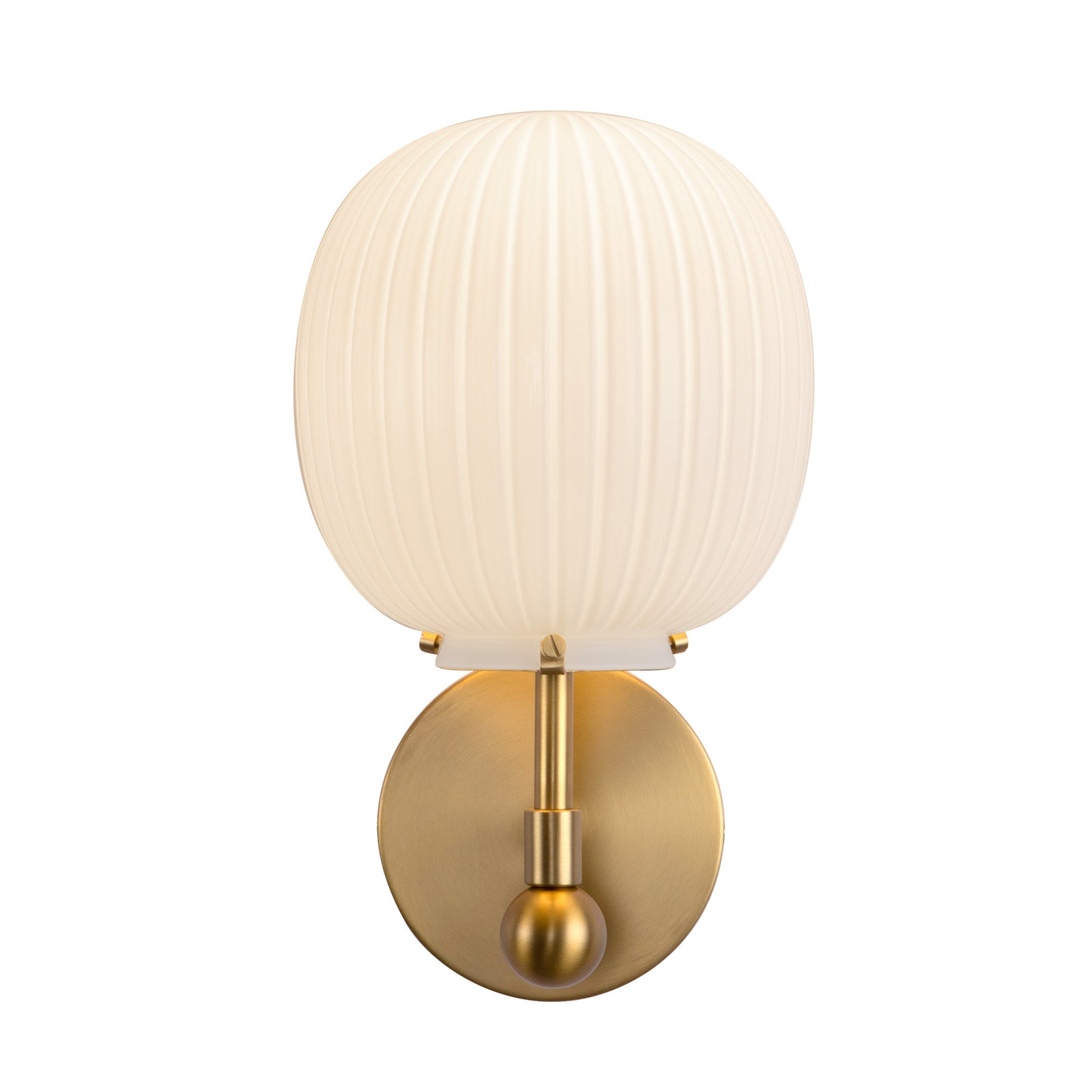 Cherise 7-in Brushed Gold/Glossy Ribbed Opal Glass Socket Wall/Vanity Light