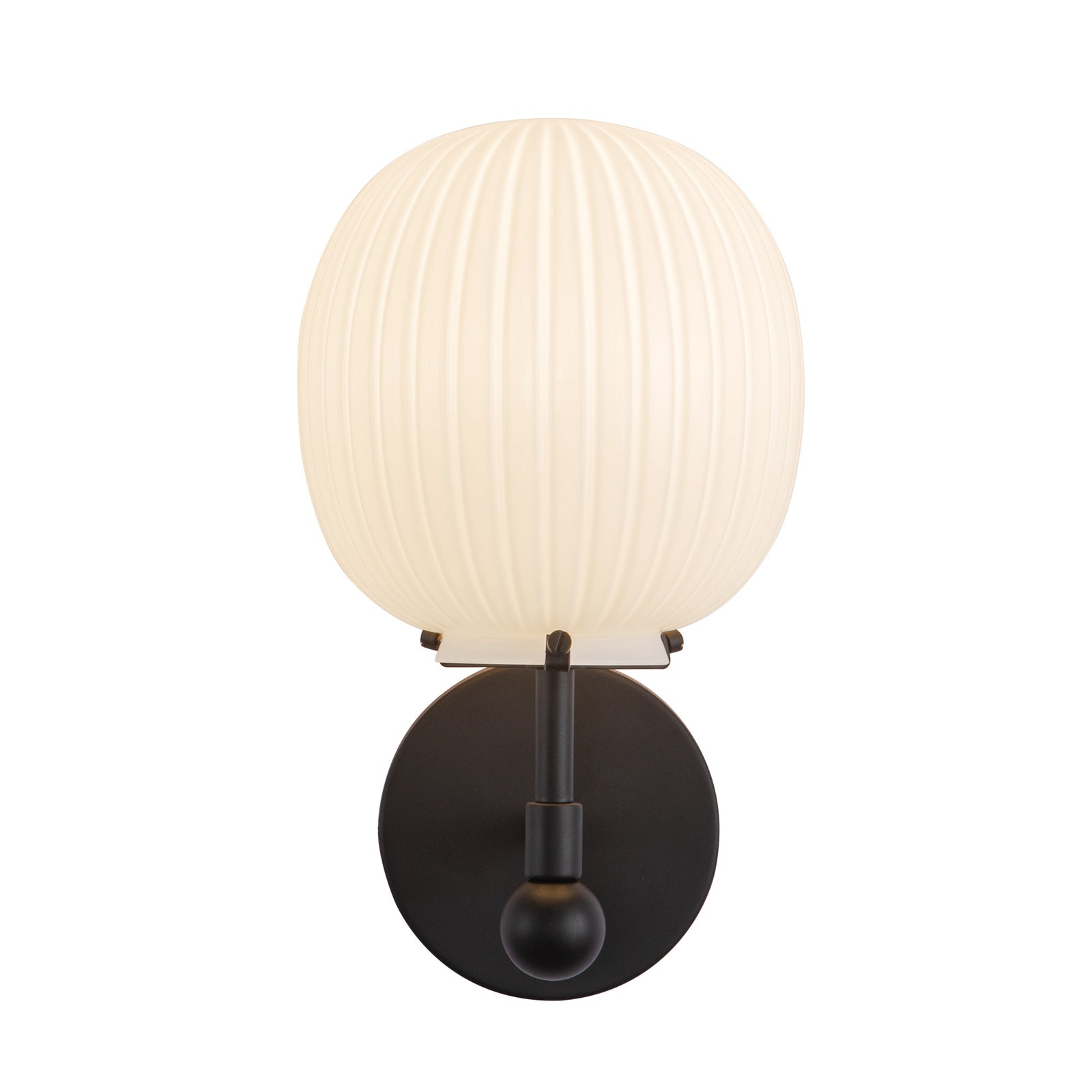 Cherise 7-in Matte Black/Glossy Ribbed Opal Glass Socket Wall/Vanity Light