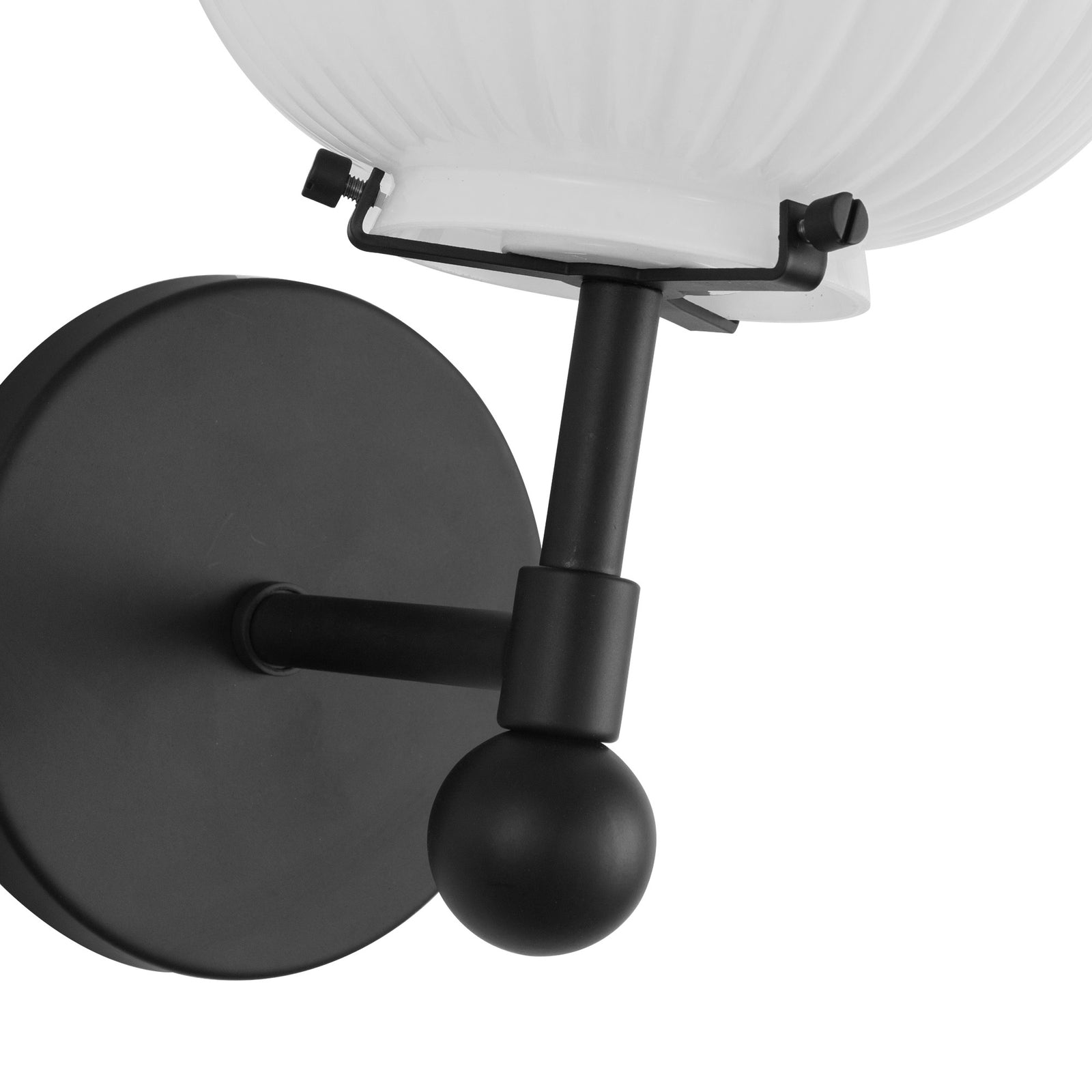 Cherise 7-in Matte Black/Glossy Ribbed Opal Glass Socket Wall/Vanity Light