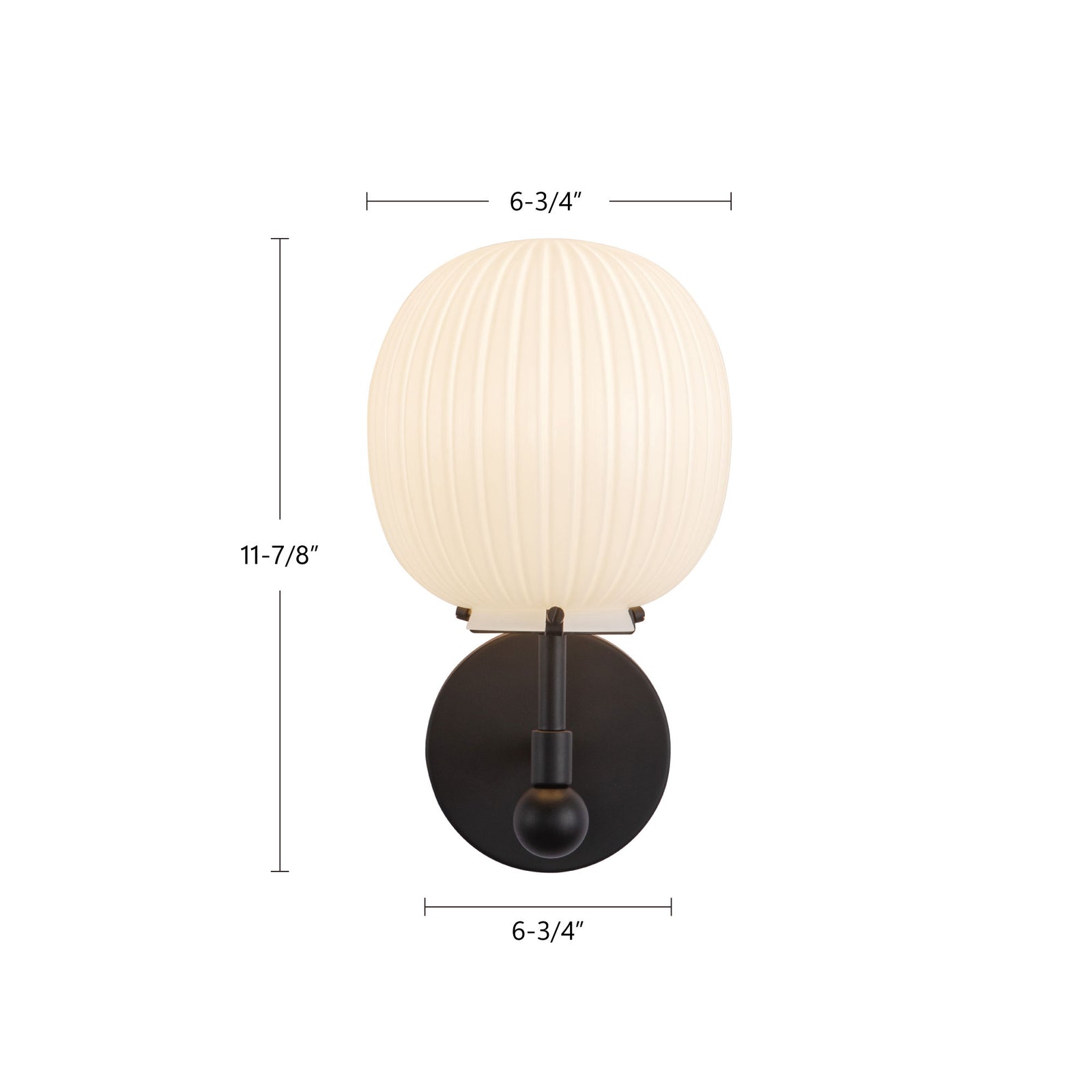 Cherise 7-in Brushed Gold/Glossy Ribbed Opal Glass Socket Wall/Vanity Light