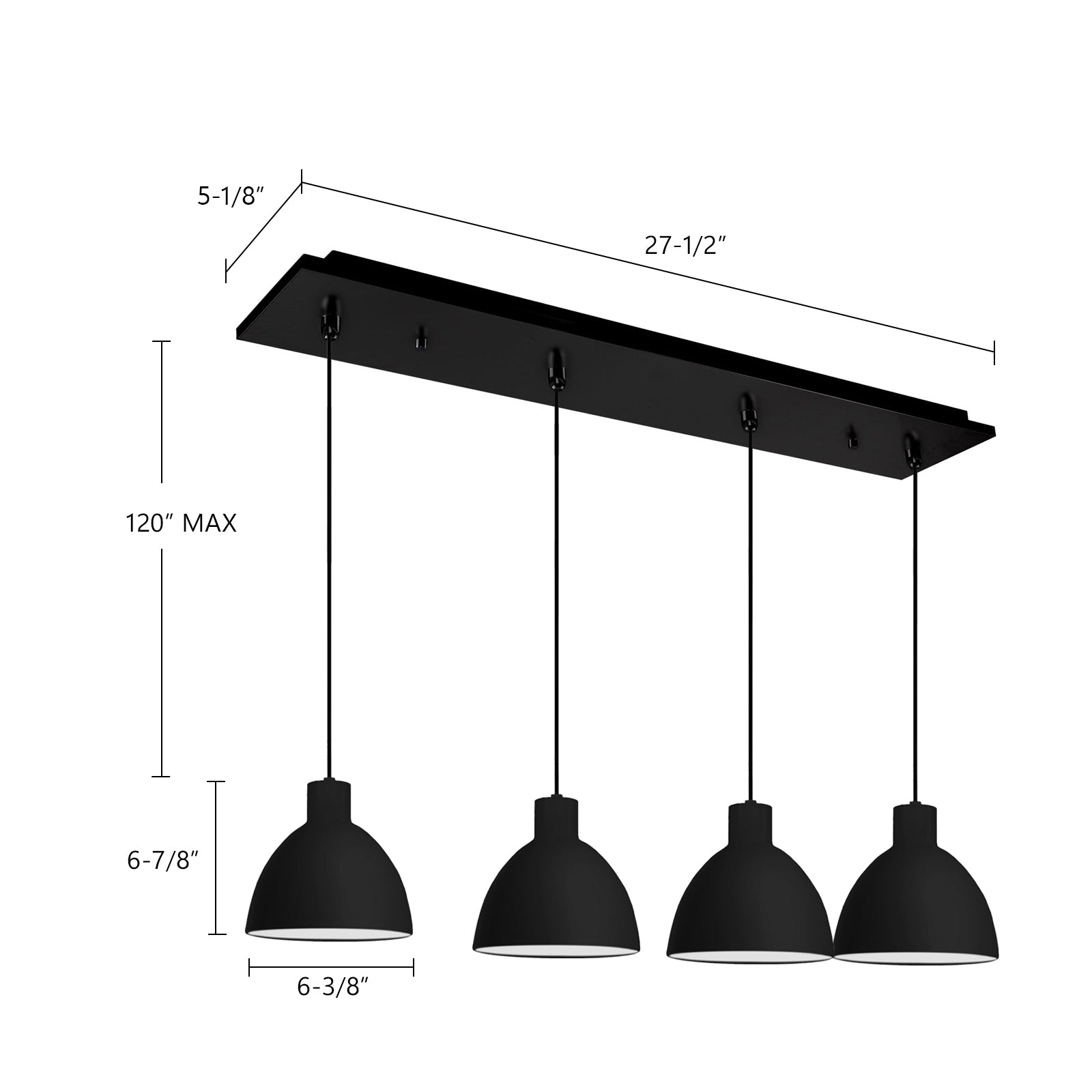 Chroma 28-in Black 4-Light Multi Pendant
