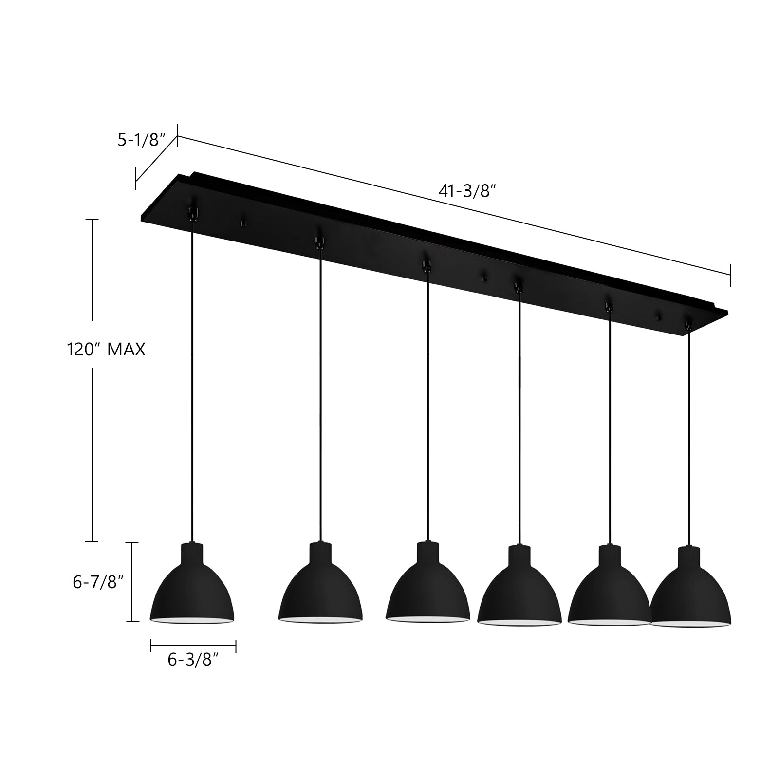 Chroma 42-in Glossy White 6-Light Multi Pendant