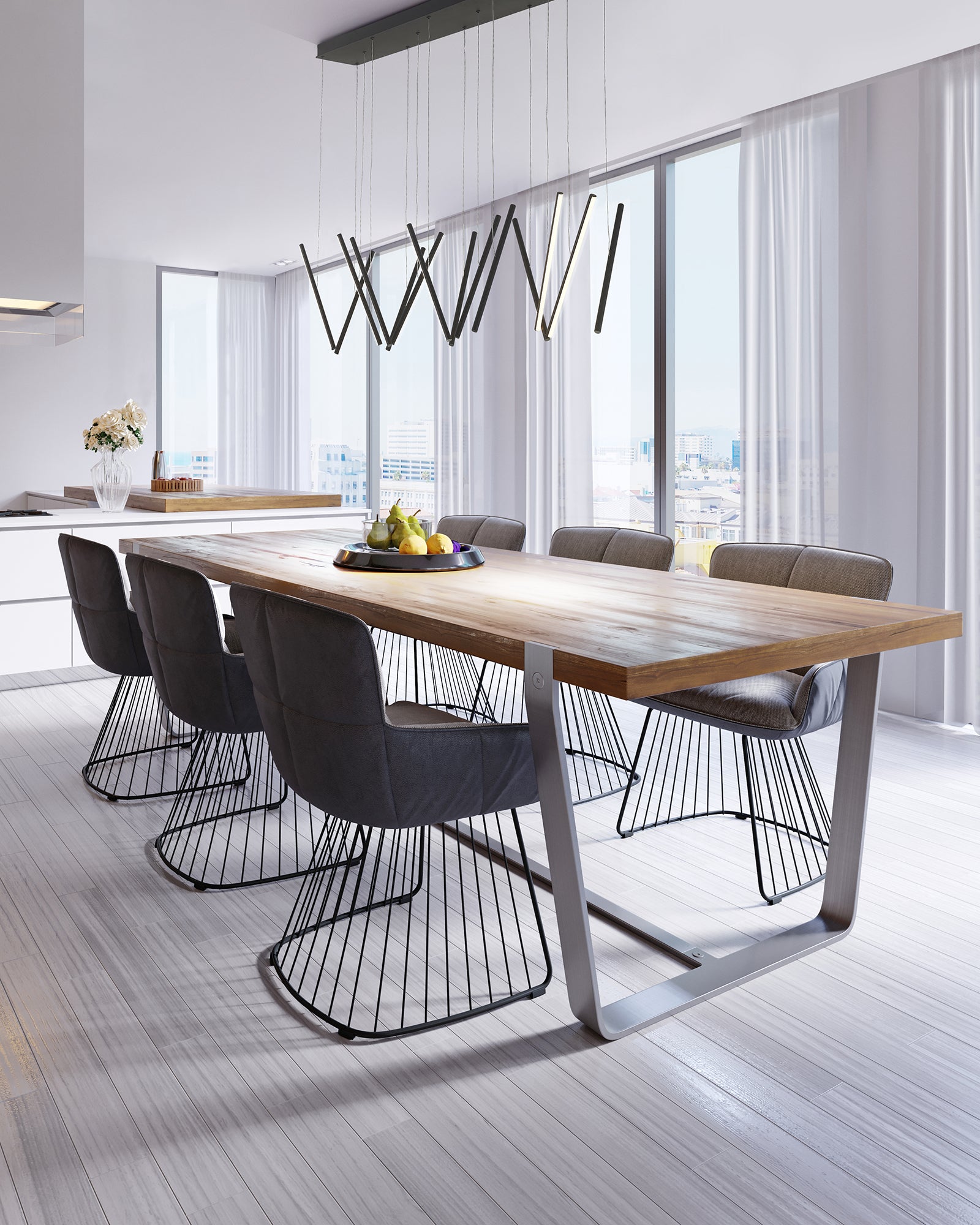Chute 40-in Black LED Linear Pendant
