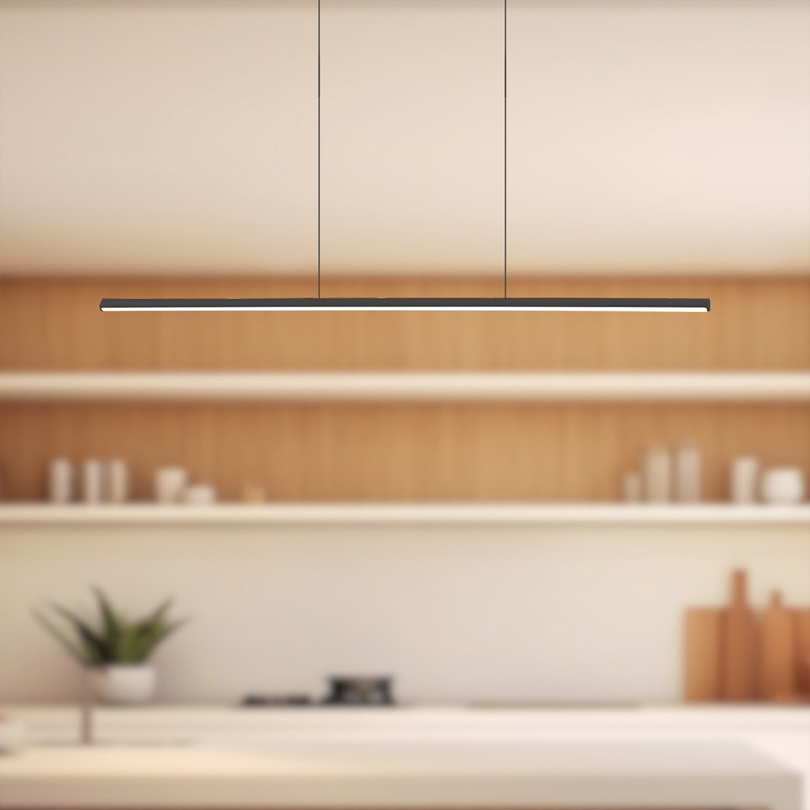 Chute 35-in Black LED Linear Pendant
