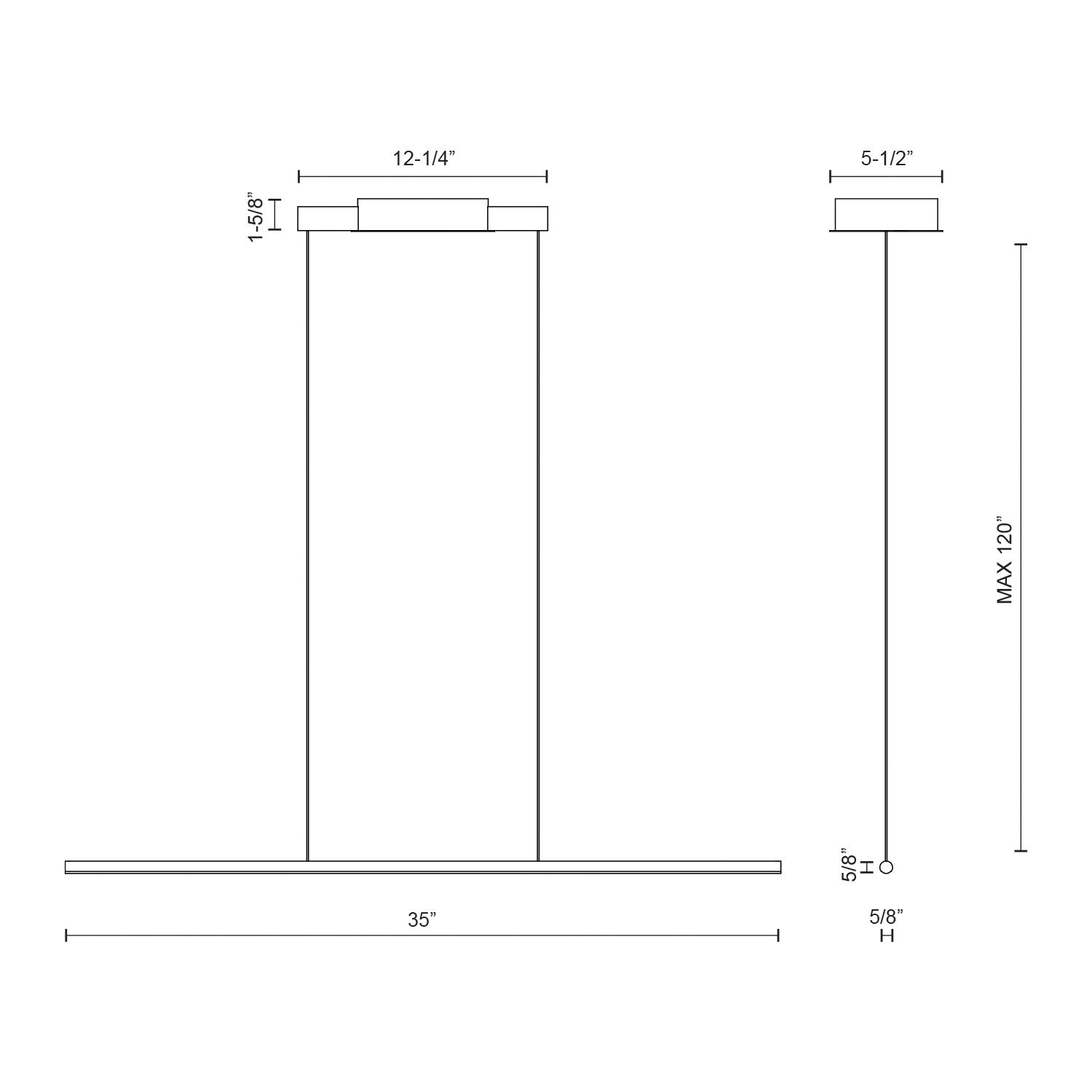 Chute 35-in Black LED Linear Pendant