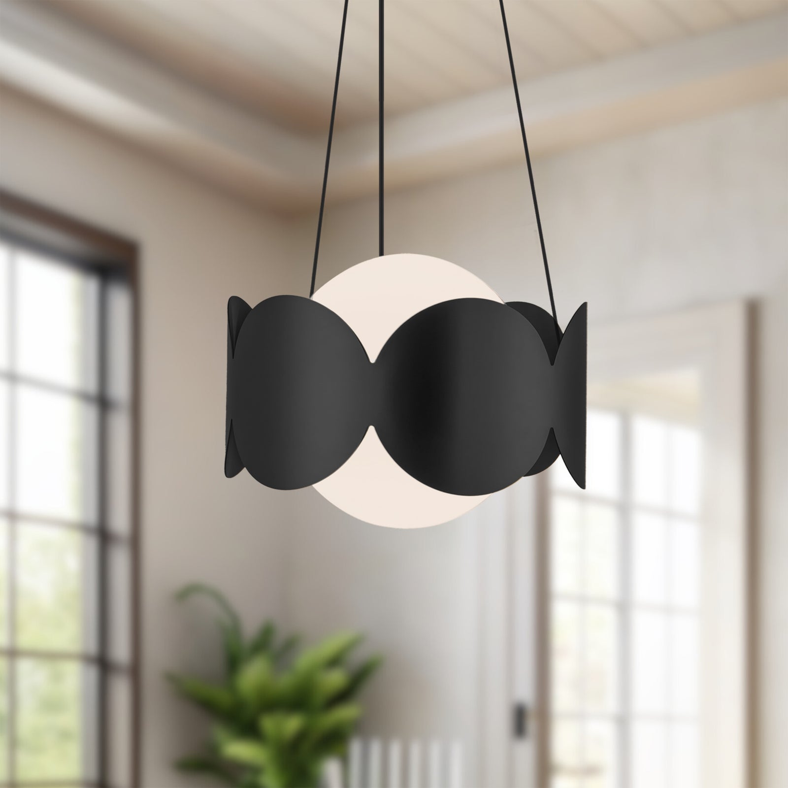 Ciel 10-in Black/Opal Glass Socket Chandelier