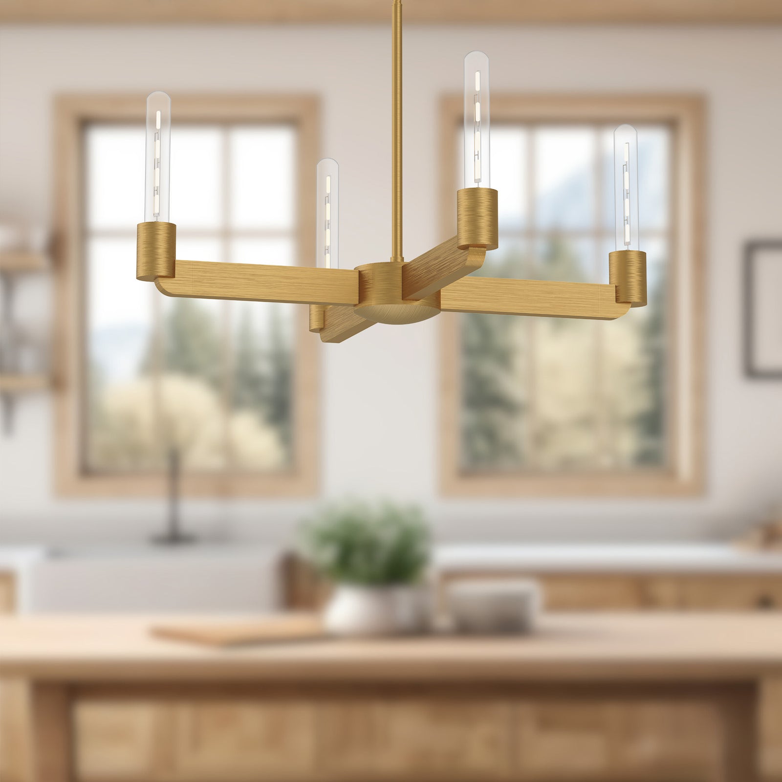 Claire 25-in Aged Gold 4 Lights Chandeliers