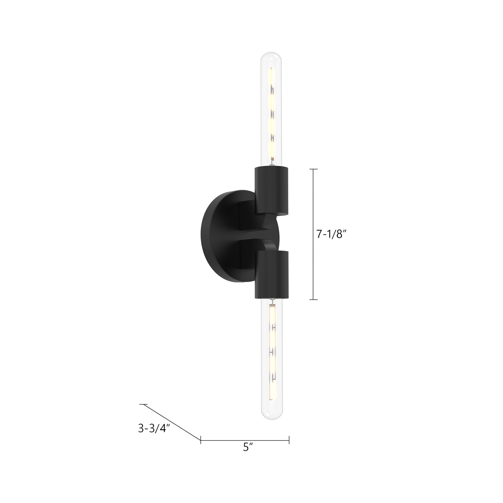 Claire 5-in Matte Black 2 Lights Wall/Vanity