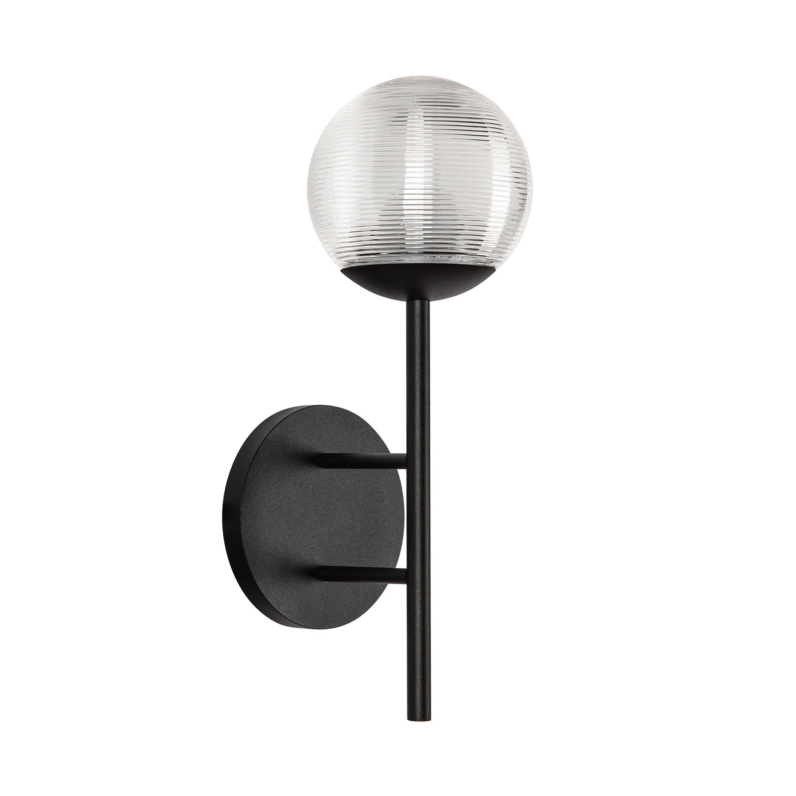 Claremont 13-in Black/Clear Ribbed Glass LED Exterior Wall