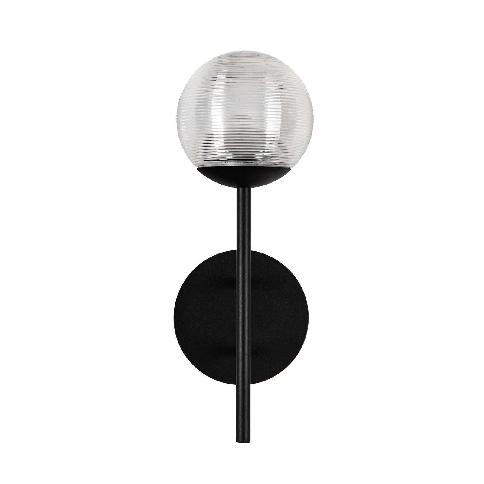 Claremont 13-in Black/Clear Ribbed Glass LED Exterior Wall