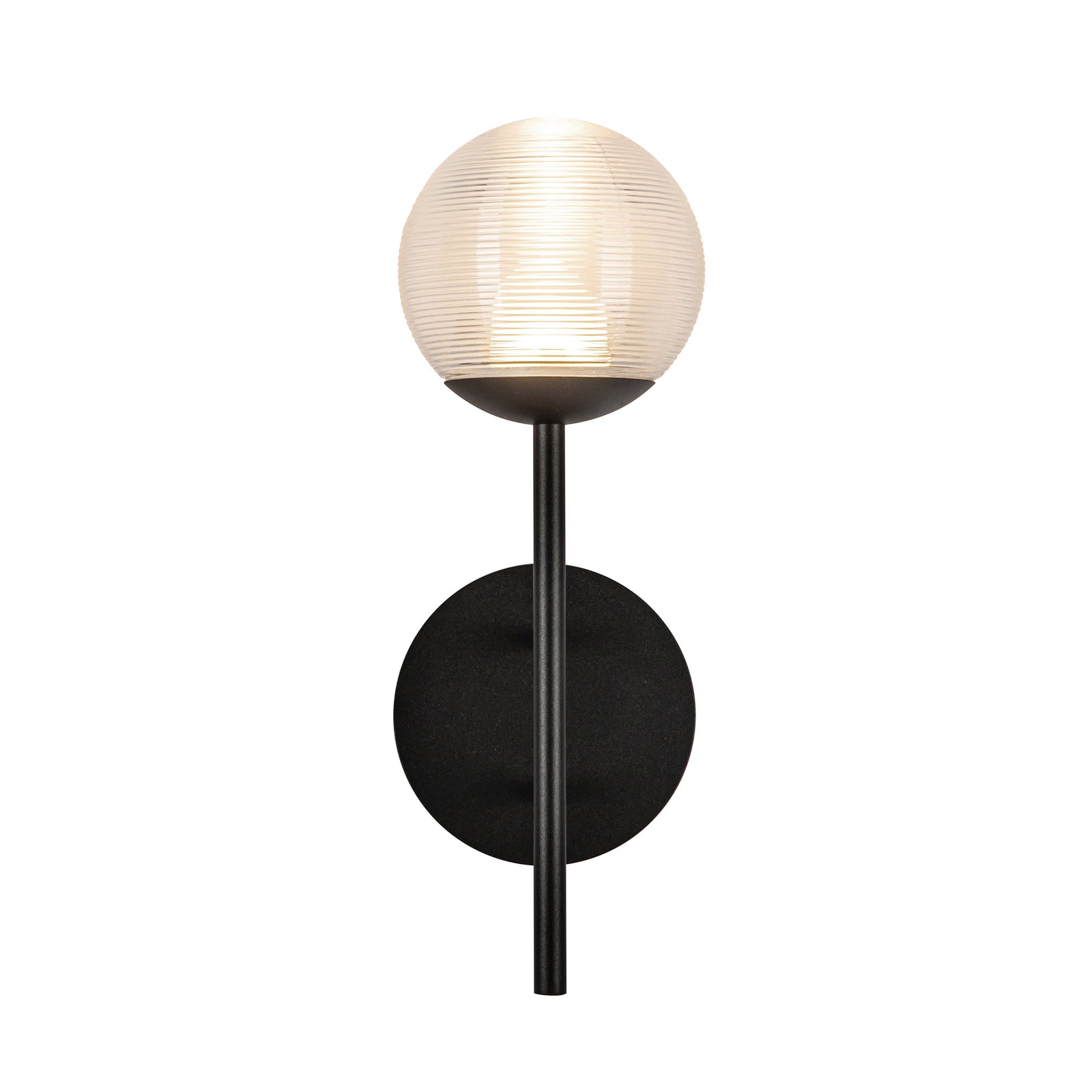 Claremont 13-in Black/Clear Ribbed Glass LED Exterior Wall