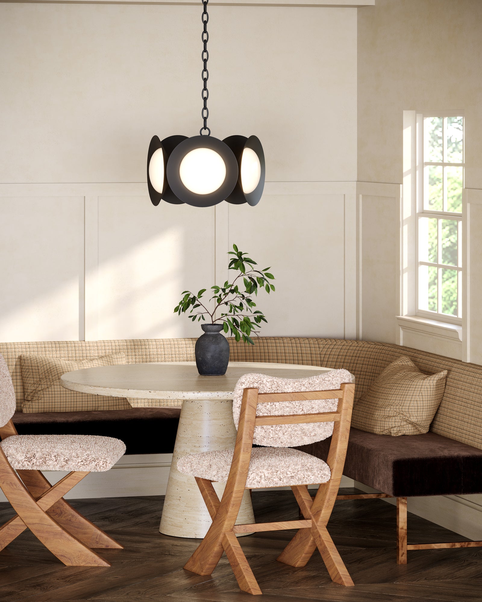 Cleo 16-in Black/Opal Glass LED Chandelier