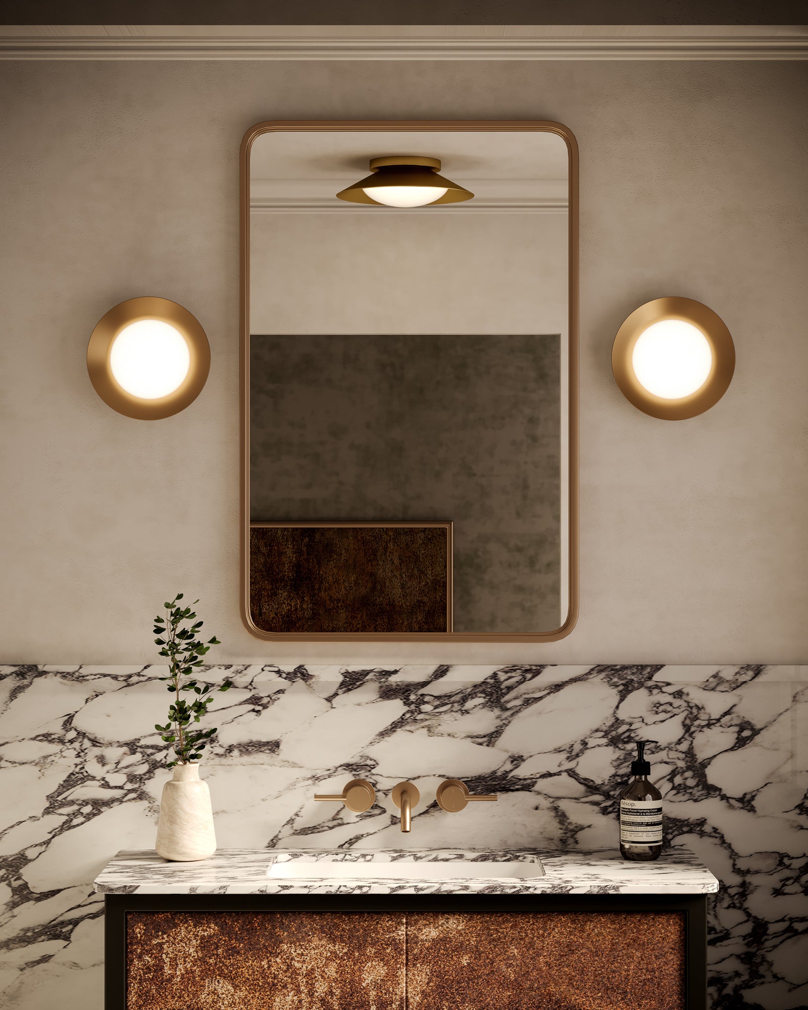 Cleo 9-in Brushed Gold/Opal Glass LED Wall Sconce