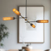 Colby 52-in Matte Black/Tan Jute Socket Linear Pendant
