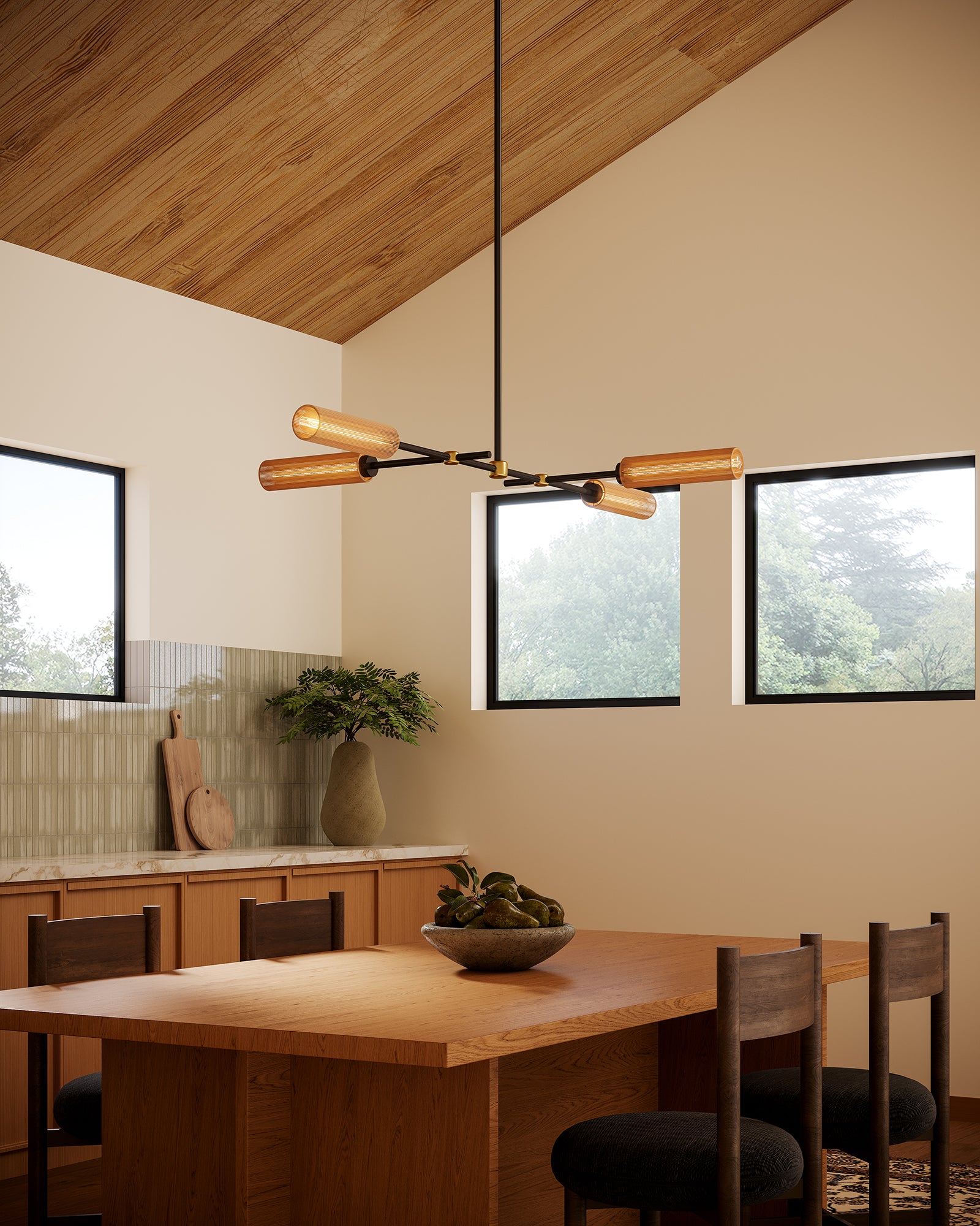 Colby 52-in Matte Black/Tan Jute Socket Linear Pendant