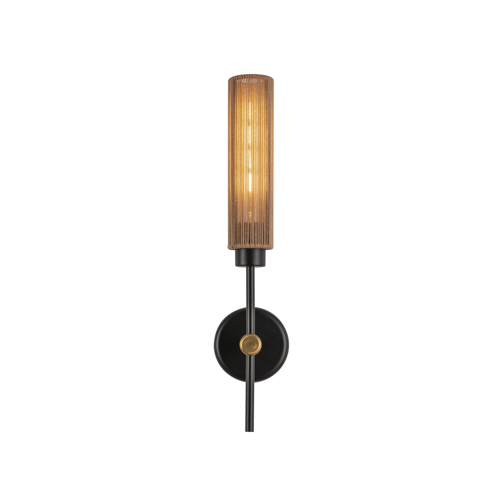 Colby 20-in Matte Black/Tan Jute Socket Wall/Vanity Light