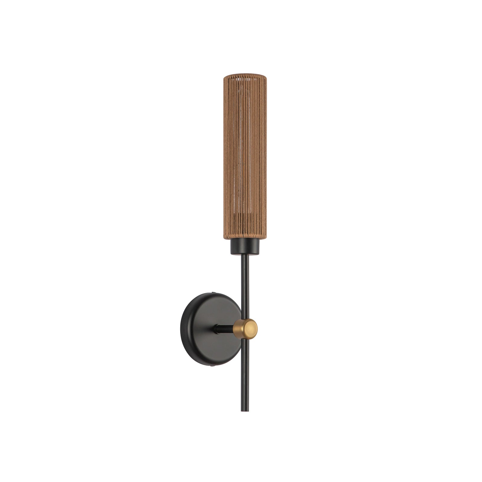 Colby 20-in Matte Black/Tan Jute Socket Wall/Vanity Light