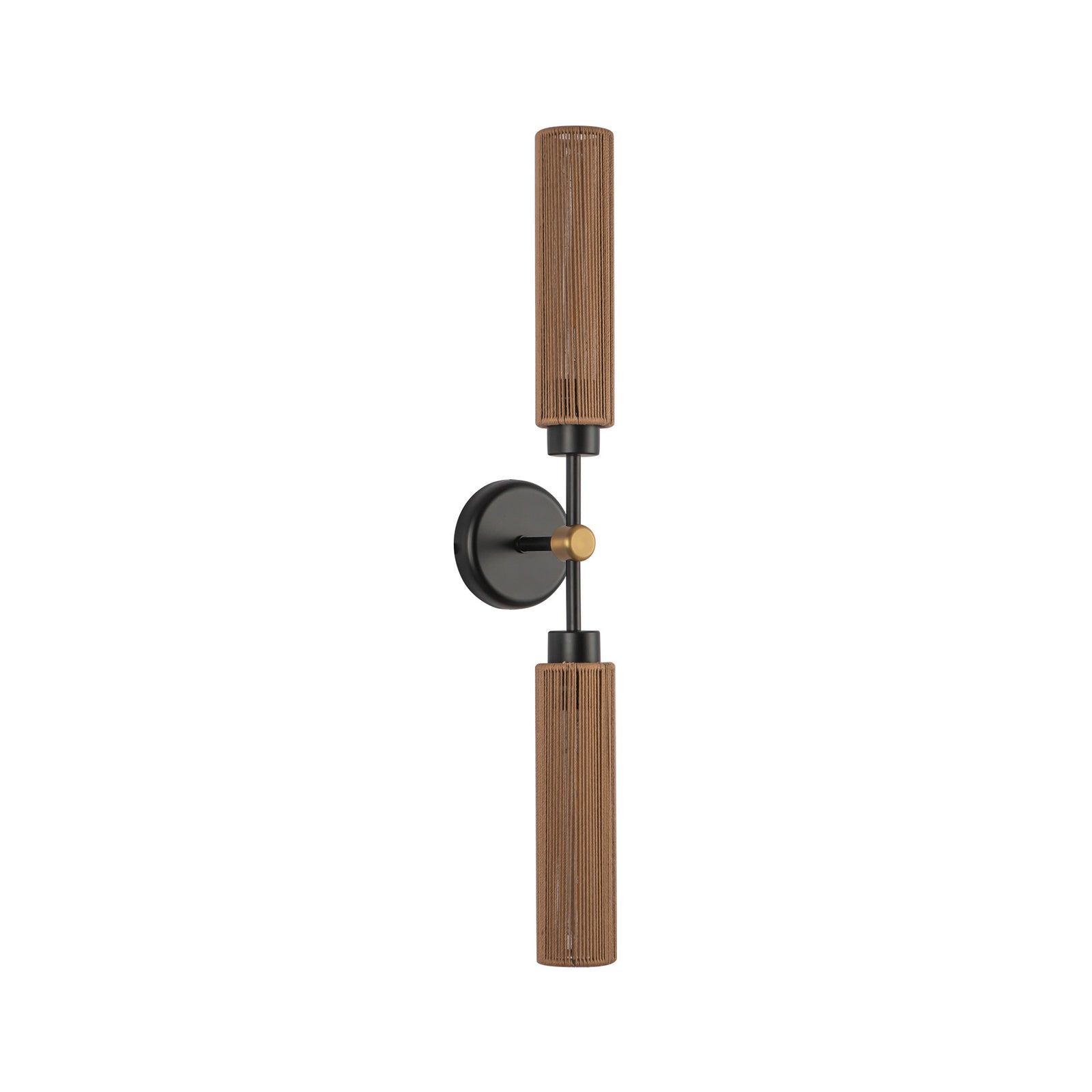 Colby 23-in Matte Black/Tan Jute Socket Wall/Vanity Light