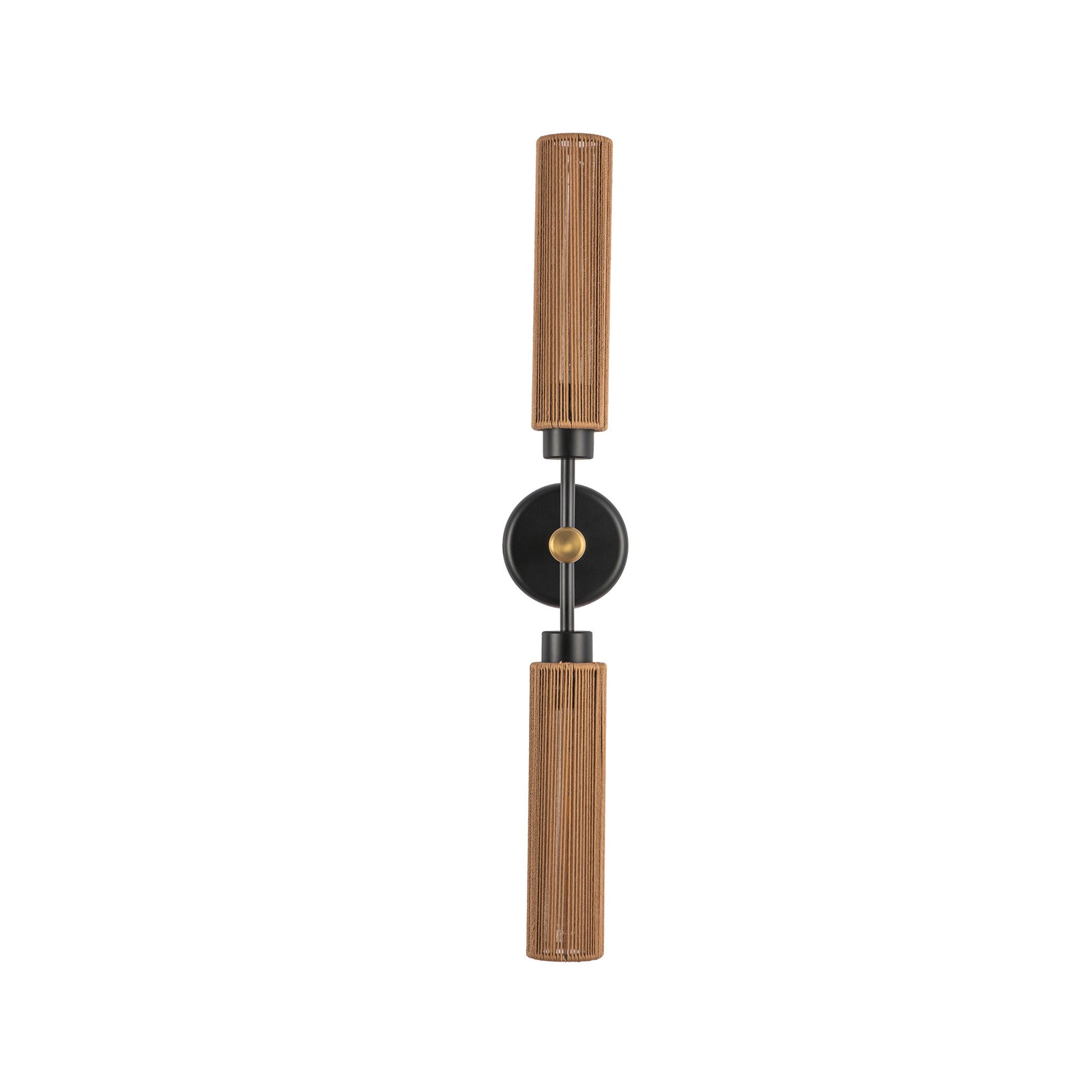 Colby 23-in Matte Black/Tan Jute Socket Wall/Vanity Light