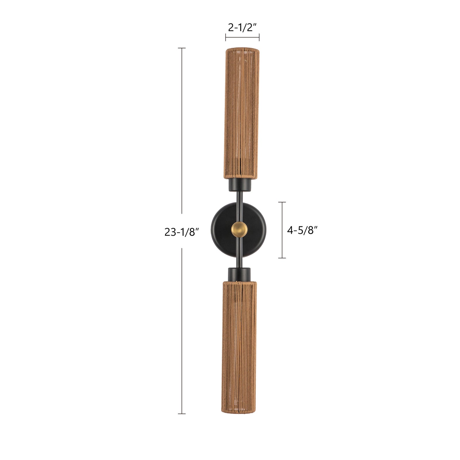 Colby 23-in Matte Black/Tan Jute Socket Wall/Vanity Light