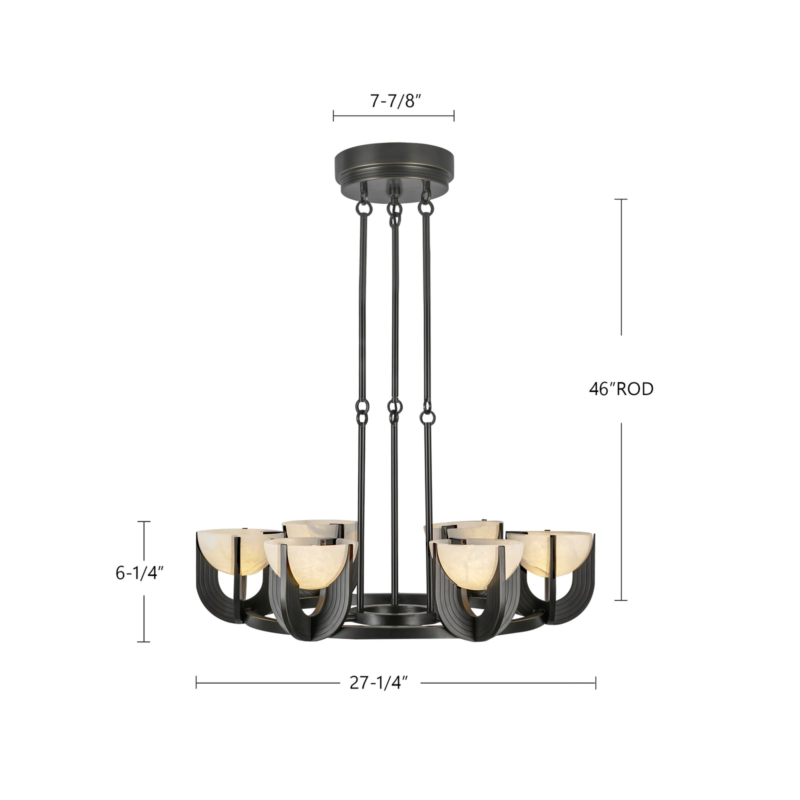 Colette 27-in Urban Bronze/Alabaster LED Chandelier