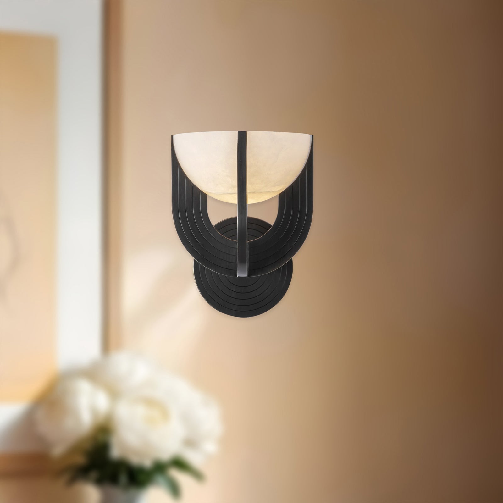 Colette 7-in Urban Bronze/Alabaster LED Wall Vanity