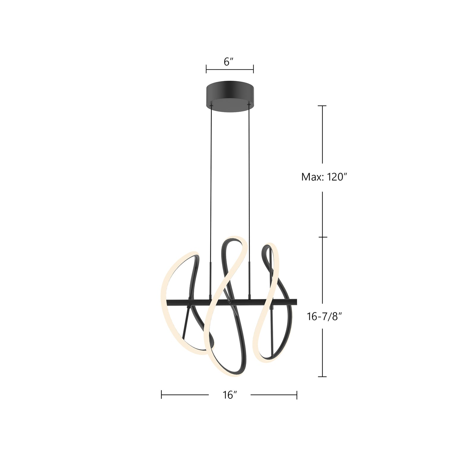 Collide 16-in Black LED Pendant