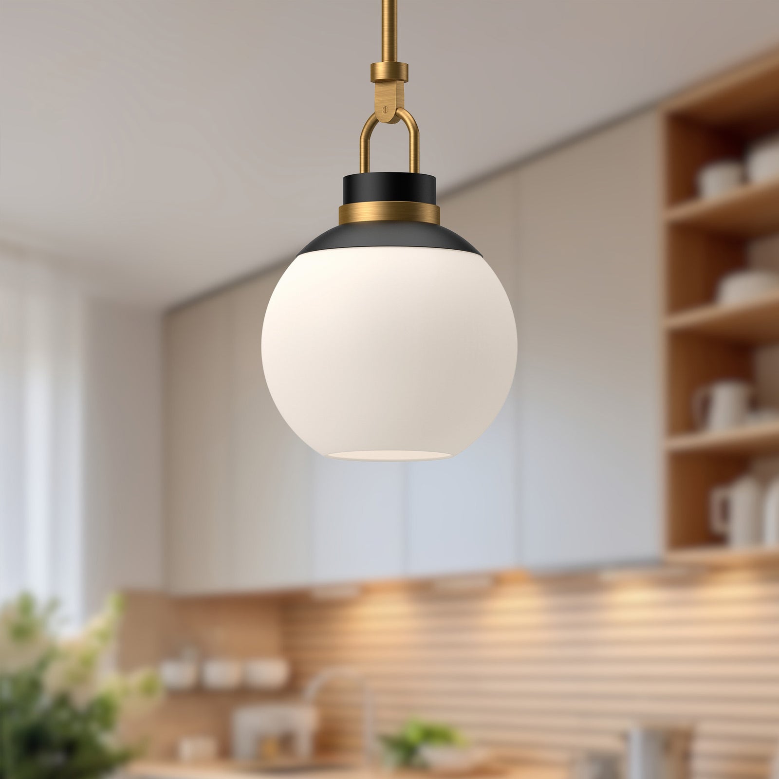Copperfield 12-in Aged Gold/Opal Matte Glass 1 Light Pendant