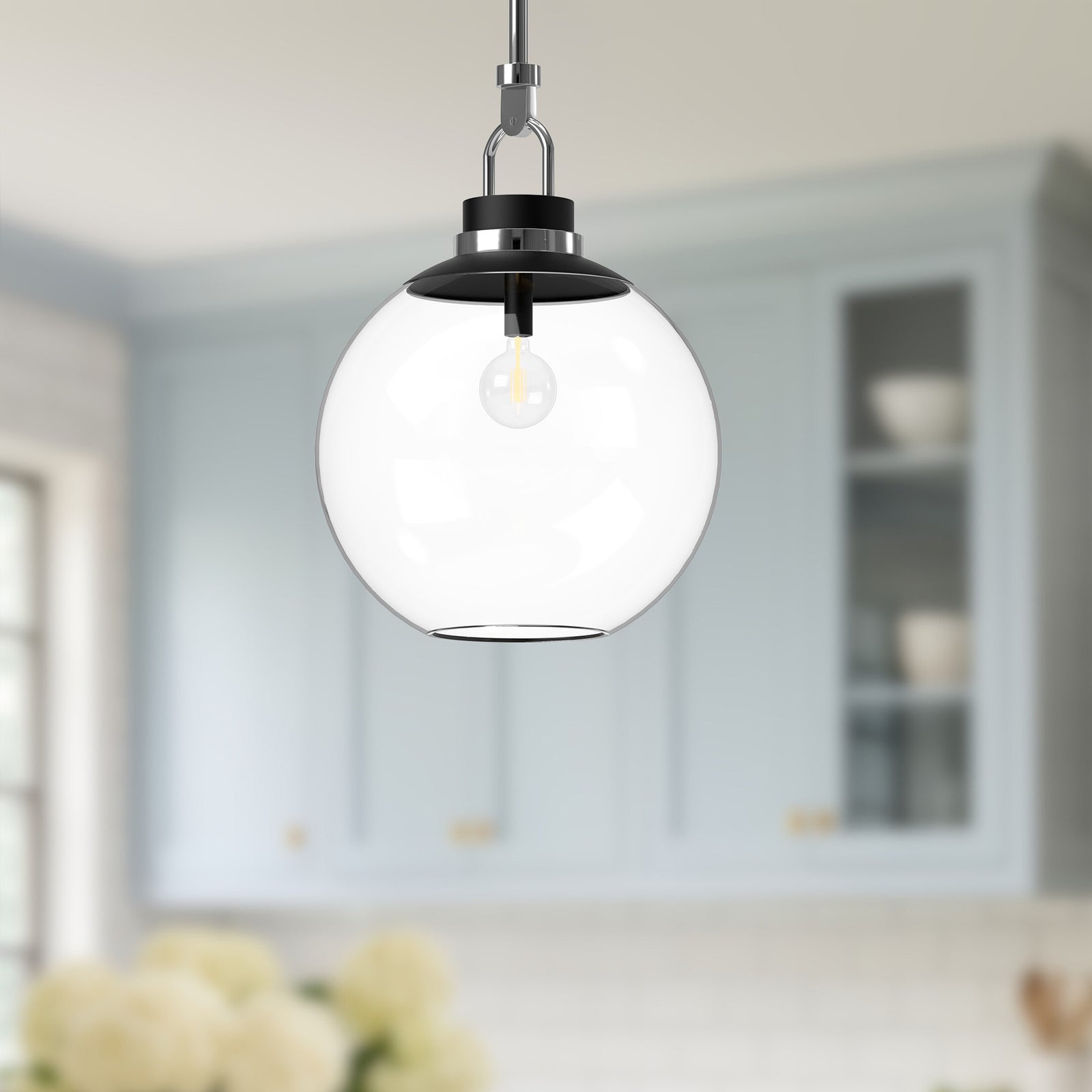 Copperfield 16-in Chrome/Clear Glass 1 Light Pendant
