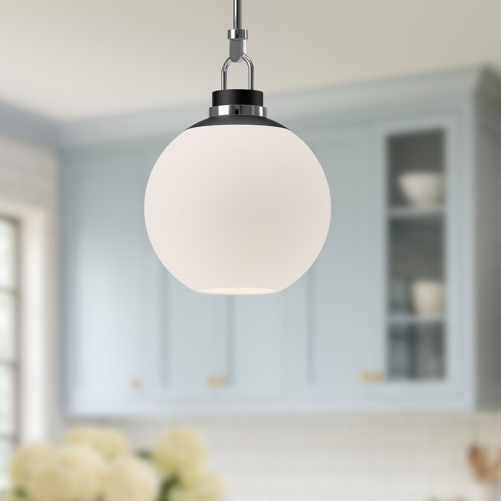 Copperfield 16-in Chrome/Opal Matte Glass 1 Light Pendant