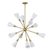 Cosmo 39-in Brushed Gold/Glossy Ribbed Opal Glass Socket Chandelier