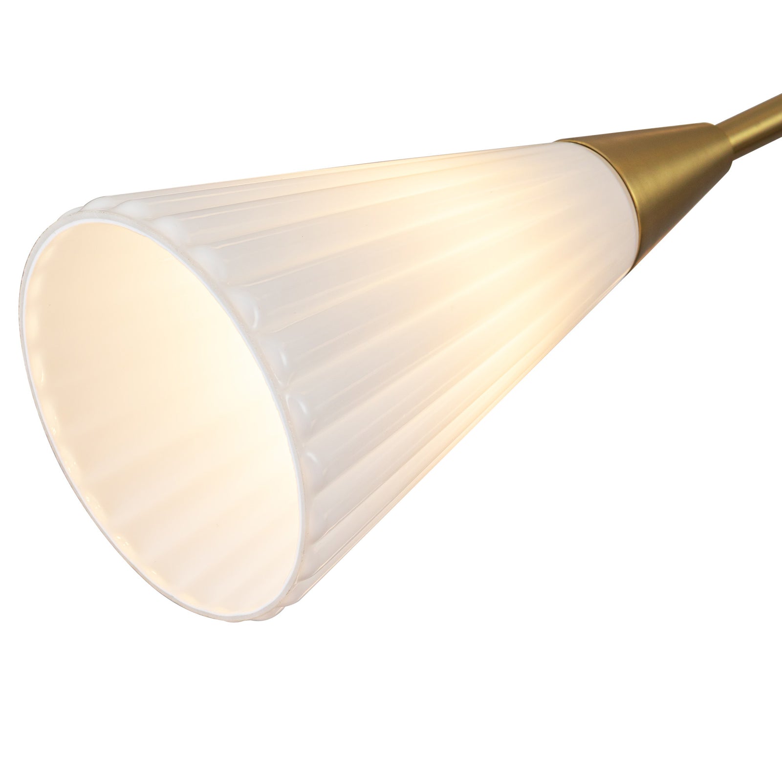 Cosmo 39-in Brushed Gold/Glossy Ribbed Opal Glass Socket Chandelier