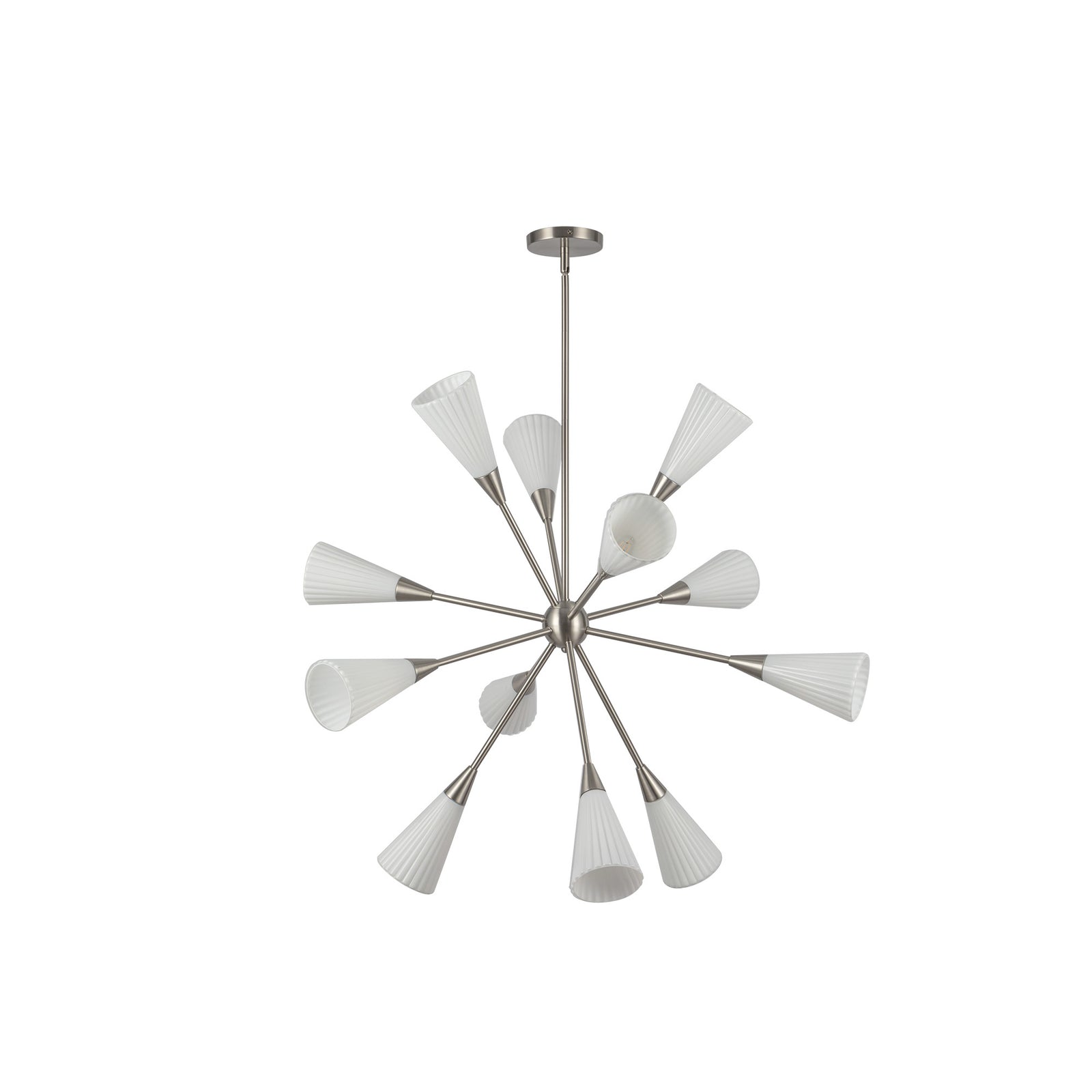 Cosmo 39-in Brushed Nickel/Glossy Ribbed Opal Glass Socket Chandelier